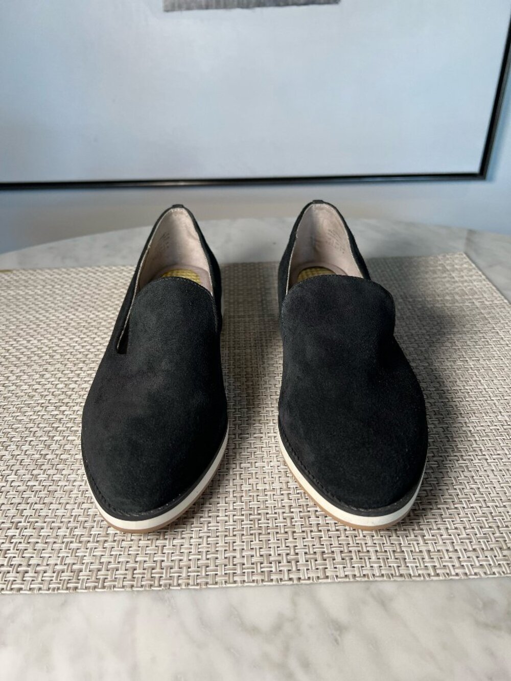 Com & Sens Shebby black suede wedge loafer